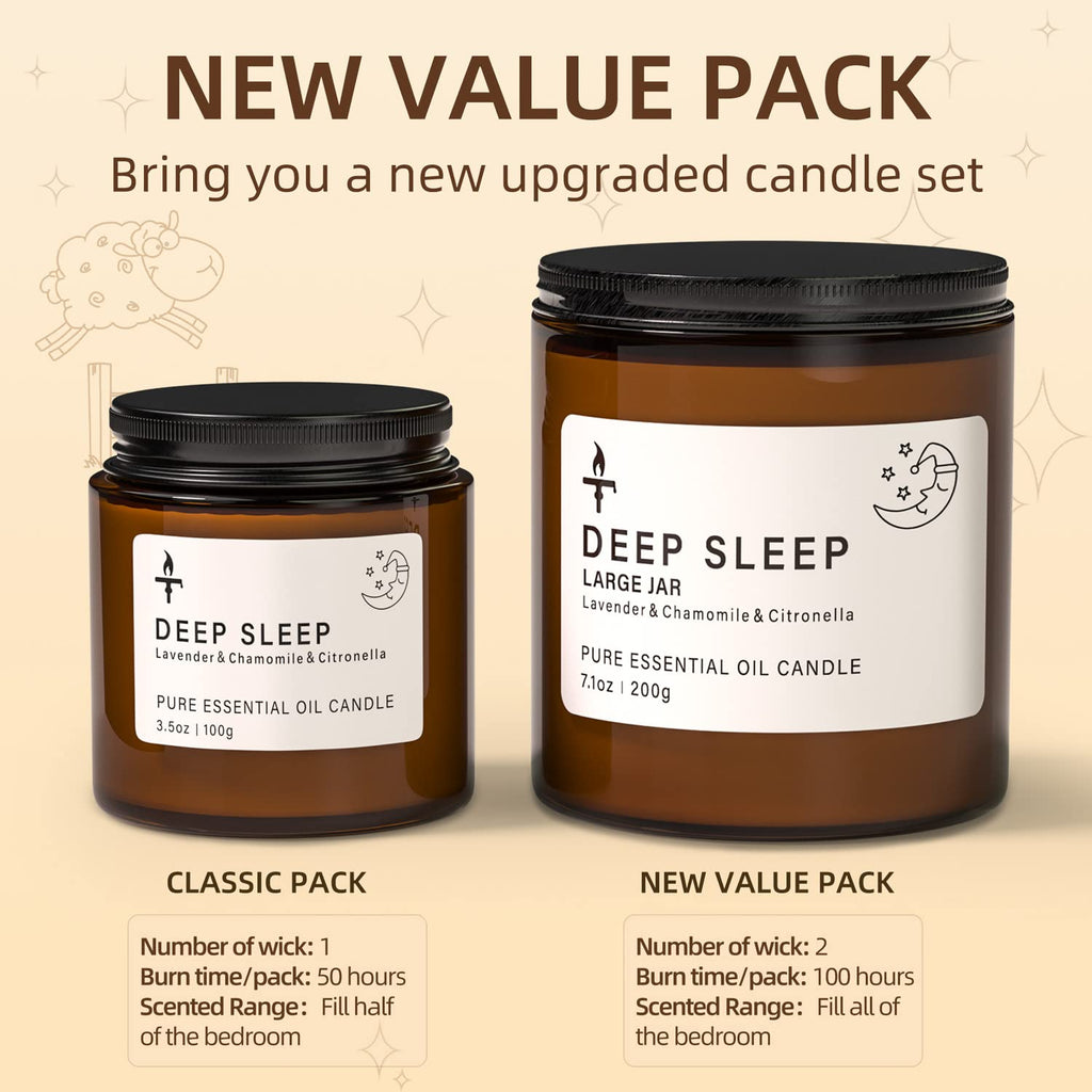 TRINIDa 2 Wicks Sleep Large Candle Gift Set, Candles Long Burning up to 100 Hours (14.2OZ), Scented Candles for Anxiety Relief & Perfect Sleep, Lavender Promotes Sleep, Chamomile Relieves Stress