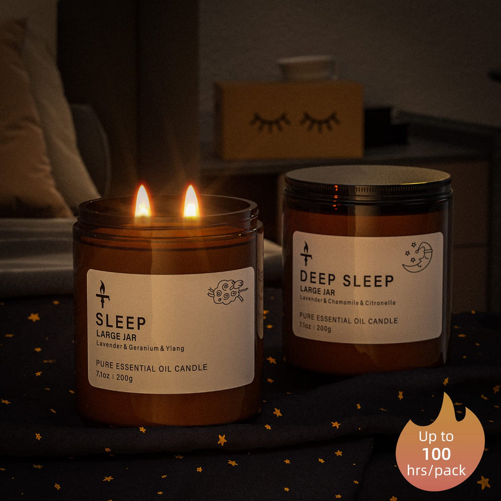 TRINIDa 2 Wicks Sleep Large Candle Gift Set, Candles Long Burning up to 100 Hours (14.2OZ), Scented Candles for Anxiety Relief & Perfect Sleep, Lavender Promotes Sleep, Chamomile Relieves Stress