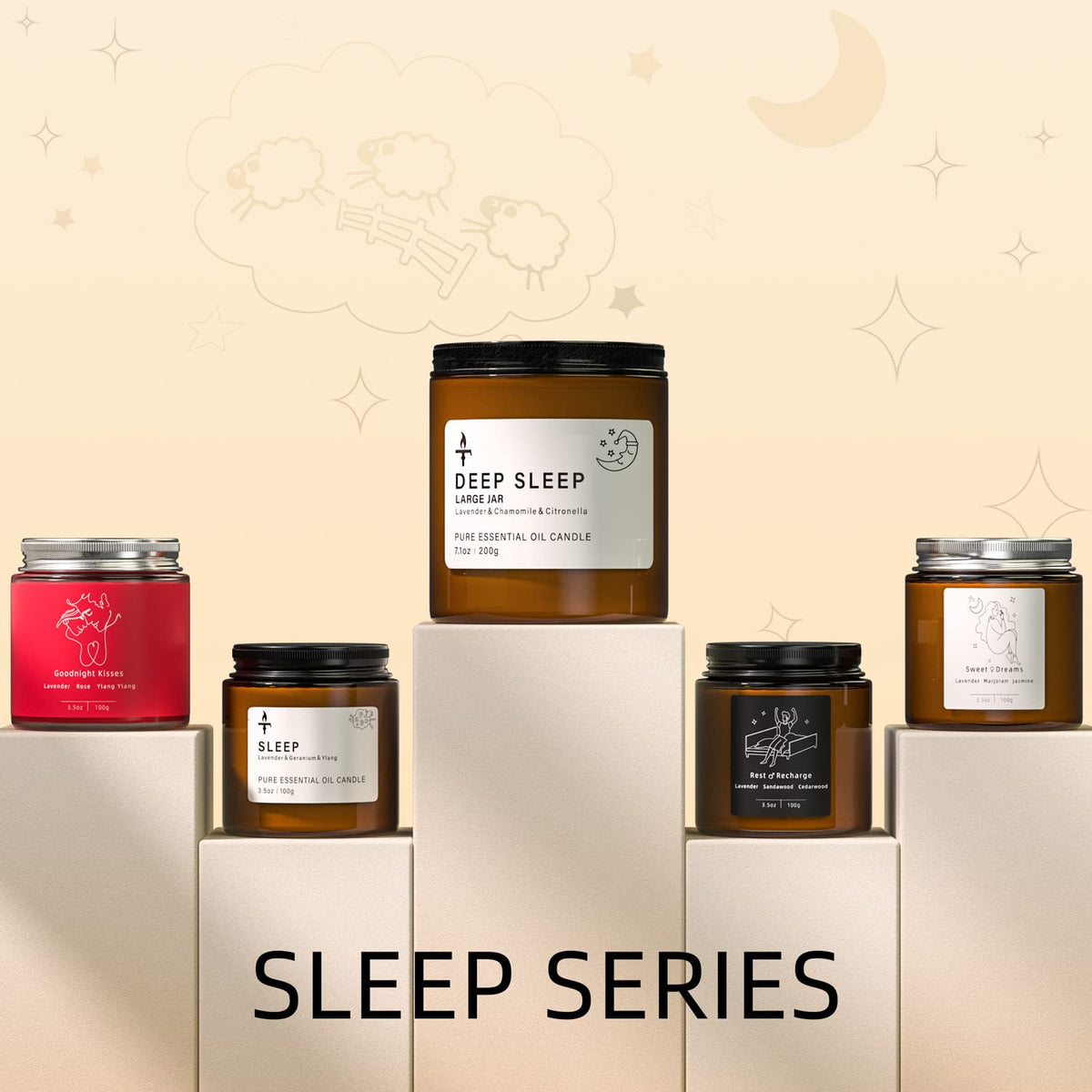 TRINIDa 2 Wicks Sleep Large Candle Gift Set, Candles Long Burning up to 100 Hours (14.2OZ), Scented Candles for Anxiety Relief & Perfect Sleep, Lavender Promotes Sleep, Chamomile Relieves Stress